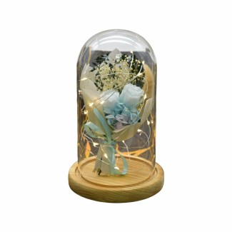 Aranjament floral in cupola de sticla, lumina Led, D4040, Blue