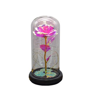 Aranjament floral in cupola de sticla, lumina Led, D4042, Roz Aranjament floral in cupola de sticla, lumina Led, D4042, Roz