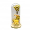 Aranjament floral in cupola de sticla, lumina Led, D4048, Galben