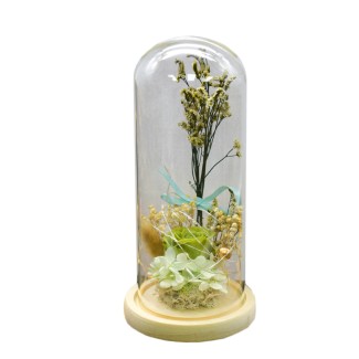Aranjament floral in cupola de sticla, lumina Led, D4048, Verde Aranjament floral in cupola de sticla, lumina Led, D4048, Verde