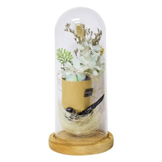 Aranjament floral in cupola de sticla, lumina Led, D4049, Viorele Albastre Aranjament floral in cupola de sticla, lumina Led, D4049, Viorele Albastre