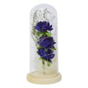 Aranjament floral in cupola de sticla, lumina Led, D4052, Albastru