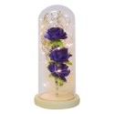 Aranjament floral in cupola de sticla, lumina Led, D4052, Albastru