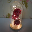 Aranjament floral in cupola de sticla, lumina Led, D4052, Rosu