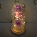 Aranjament floral in cupola de sticla, lumina Led, D4052, Roz