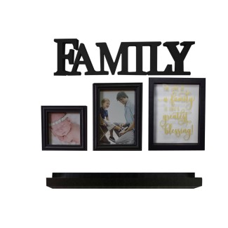 Set 2 rame foto, Naimeed D4595N, 1 polita si 2 ornamente, Negru Set 2 rame foto, Naimeed D4595N, 1 polita si 2 ornamente, Negru