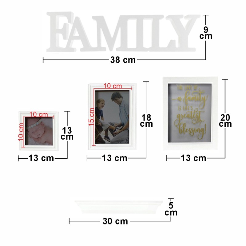 Set 2 rame foto, Naimeed D4596W, 1 polita si 2 ornamente, Alb Set 2 rame foto, Naimeed D4596W, 1 polita si 2 ornamente, Alb