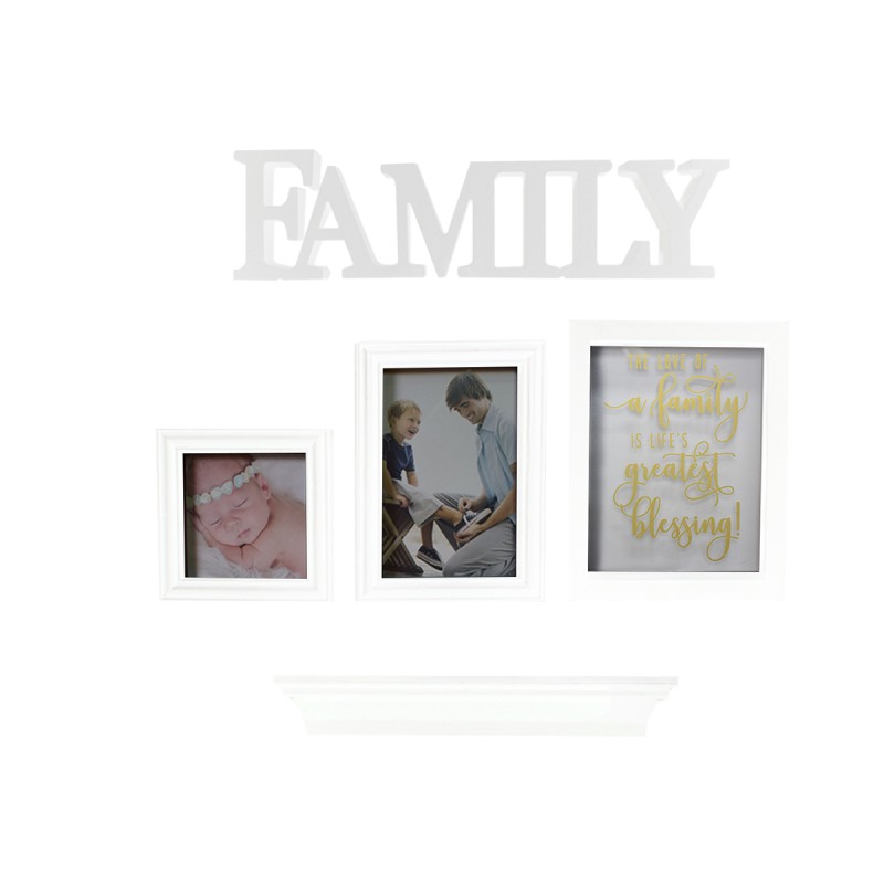 Set 2 rame foto, Naimeed D4596W, 1 polita si 2 ornamente, Alb Set 2 rame foto, Naimeed D4596W, 1 polita si 2 ornamente, Alb
