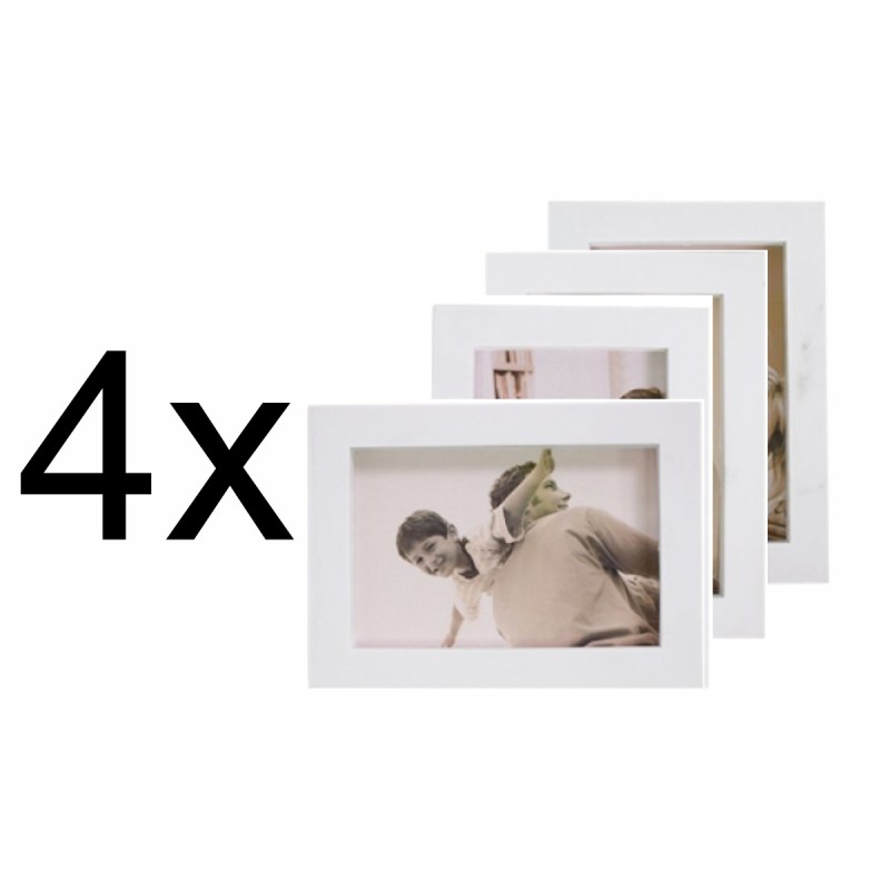 Set 4 rame foto, Naimeed D4597W, 2 polite si 3 ornamente, Alb Set 4 rame foto, Naimeed D4597W, 2 polite si 3 ornamente, Alb