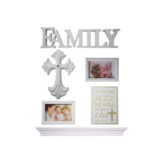 Set 2 rame foto, Naimeed D4598W, 1 polita si 3 ornamente, Alb Set 2 rame foto, Naimeed D4598W, 1 polita si 3 ornamente, Alb
