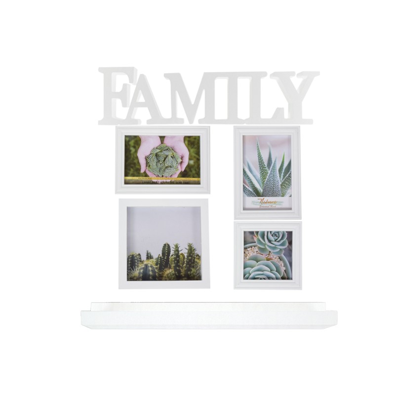 Set 4 rame foto, Naimeed D4599W, 1 polita si 1 ornament, Alb Set 4 rame foto, Naimeed D4599W, 1 polita si 1 ornament, Alb
