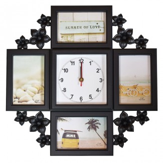 Rama foto cu Ceas, 4 poze, Naimeed D78, Negru Rama foto cu Ceas, 4 poze, Naimeed D78, Negru