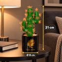 Cactus artificial cu 3 brațe și ghiveci decorativ, Naimeed D2835-3cap, 21x8 cm, Verde/Negru