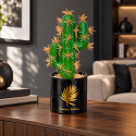Cactus artificial cu 3 brațe și ghiveci decorativ, Naimeed D2835-3cap, 21x8 cm, Verde/Negru