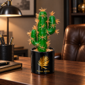 Cactus artificial cu 3 brațe și ghiveci decorativ, Naimeed D2835-3cap, 21x8 cm, Verde/Negru
