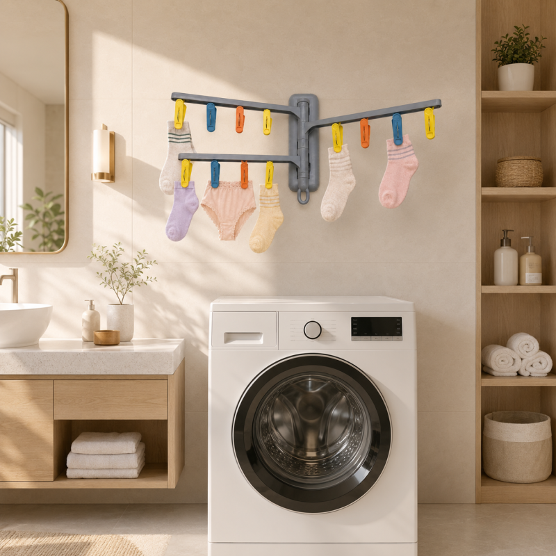 Uscător rufe pliabil, 3 brate rotative, 12 carlige, Naimeed D5352, Gri