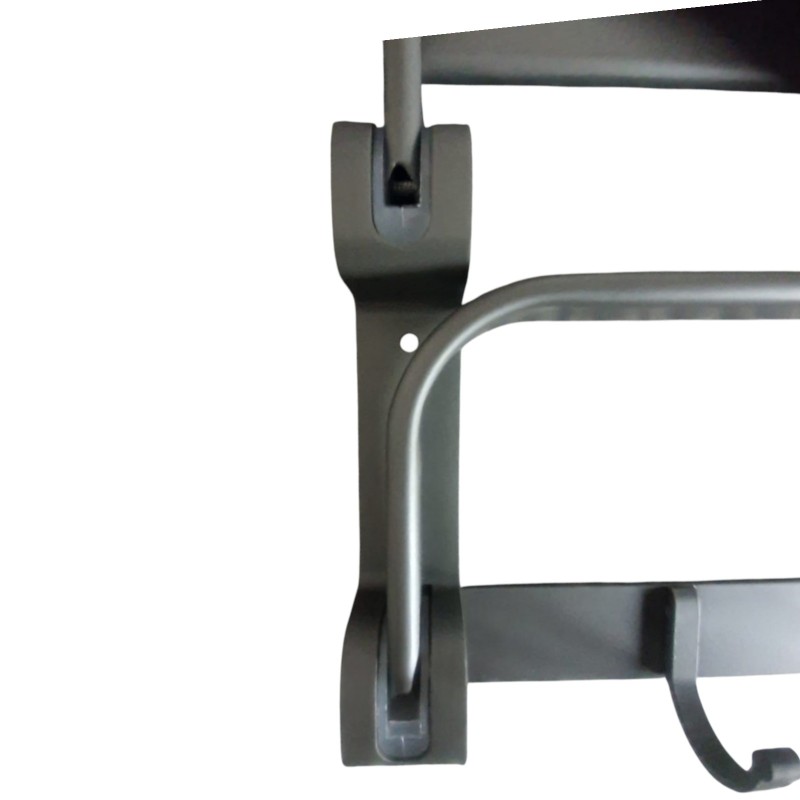 Suport multifunctional, tip etajera, cu 5 carlige, din aluminiu, Naimeed D6162, Gri