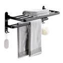 Suport  multifunctional din aluminiu cu raft si carlige integrate, Naimeed D6163, Gri