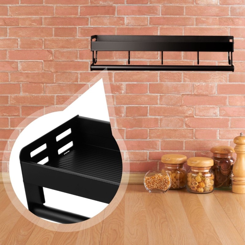 Suport multifunctional cu 5 carlige si sistem de prindere versatil, Naimeed D6164, Negru Suport multifunctional cu 5 carlige si sistem de prindere versatil, Naimeed D6164, Negru