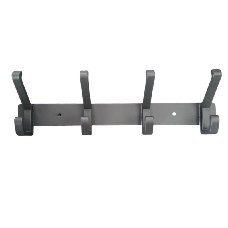 Cuier de perete modern cu 4 carlige duble, aluminiu, Naimeed D6167, Gri