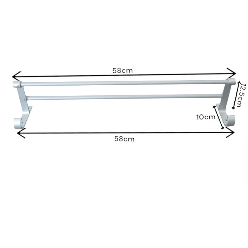 Suport dublu pentru prosoape, aluminiu, 58x12.5cm, Naimeed D6170, Argintiu Suport dublu pentru prosoape, aluminiu, 58x12.5cm, Naimeed D6170, Argintiu