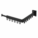 Cuier de perete extensibil cu 2 brate rotative si 12 carlige, aluminiu, Naimeed D7698, Negru