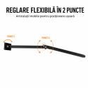 Cuier de perete extensibil cu 2 brate rotative si 12 carlige, aluminiu, Naimeed D7698, Negru