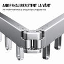 Cuier de perete extensibil cu 3 brate rotative si 18carlige, aluminiu, Naimeed D7699, Negru