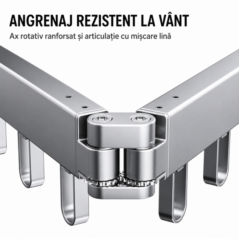 Cuier de perete extensibil cu 3 brate rotative si 18carlige, aluminiu, Naimeed D7699, Negru