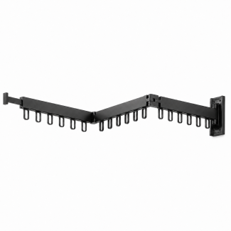 Cuier de perete extensibil cu 3 brate rotative si 18carlige, aluminiu, Naimeed D7699, Negru