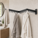 Cuier de perete extensibil cu 3 brate rotative si 18carlige, aluminiu, Naimeed D7699, Negru Cuier de perete extensibil cu 3 brate rotative si 18carlige, aluminiu, Naimeed D7699, Negru