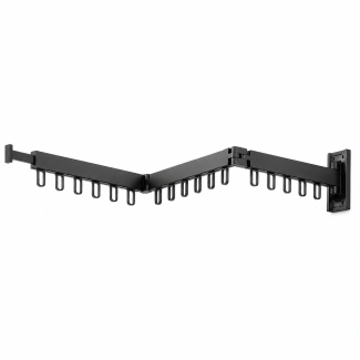 Cuier de perete extensibil cu 3 brate rotative si 18carlige, aluminiu, Naimeed D7699, Negru Cuier de perete extensibil cu 3 brate rotative si 18carlige, aluminiu, Naimeed D7699, Negru