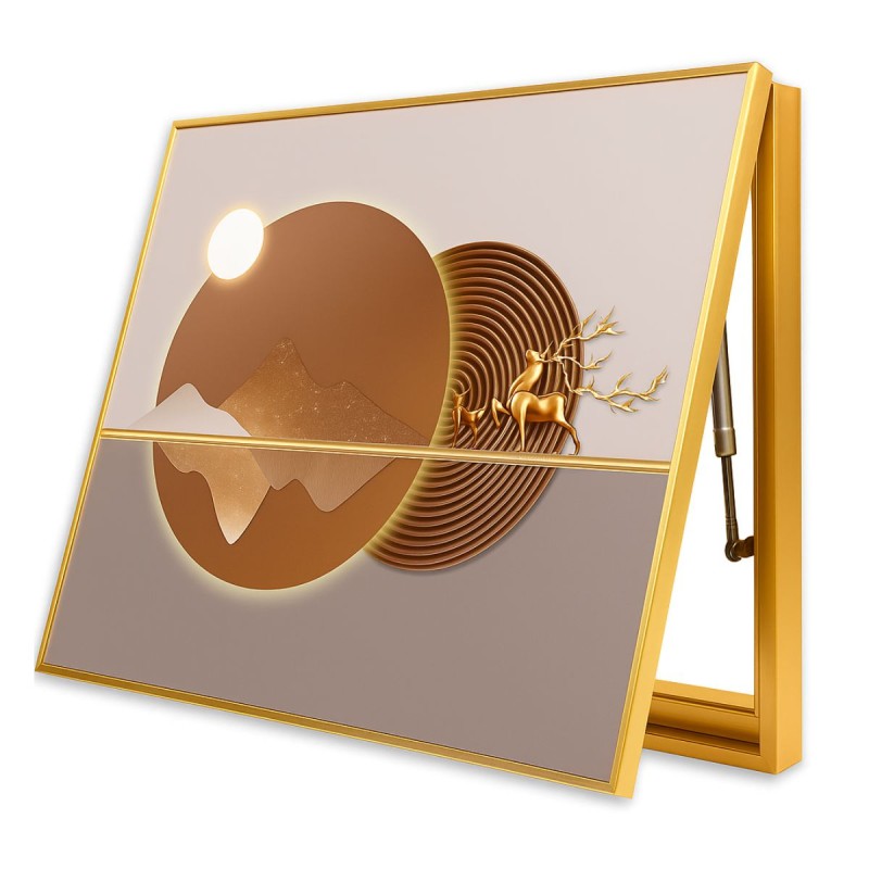 Capac tablou pentru contor electric, Naimeed D7227, mascare tablou electric, design modern si elegant, 40x50x3,8cm, rama aurie