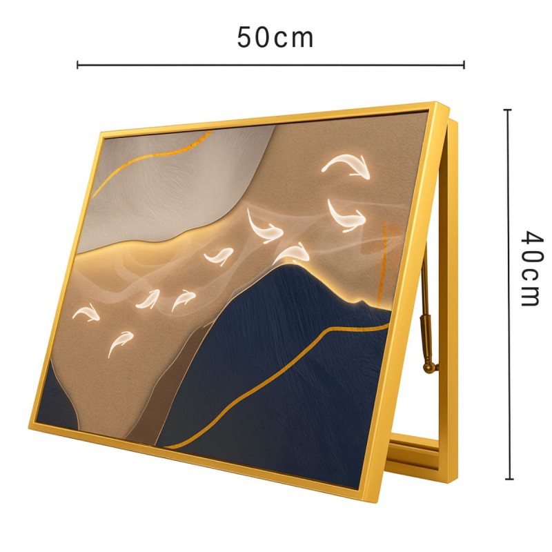 Capac tablou pentru contor electric, Naimeed D7229, mascare tablou electric, design modern si elegant, 40x50x3,8cm, rama aurie