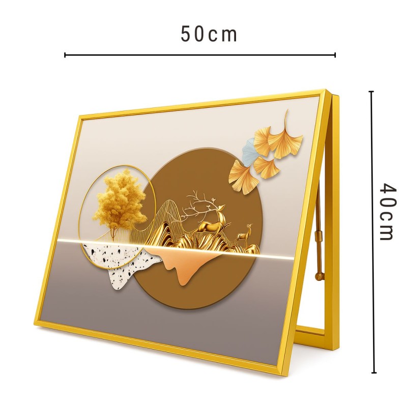Capac tablou pentru contor electric, Naimeed D7231, mascare tablou electric, design modern si elegant, 40x50x3,8cm, rama aurie