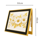 Capac tablou pentru contor electric, Naimeed D7233, mascare tablou electric, design modern si elegant, 40x50x3,8cm, rama aurie