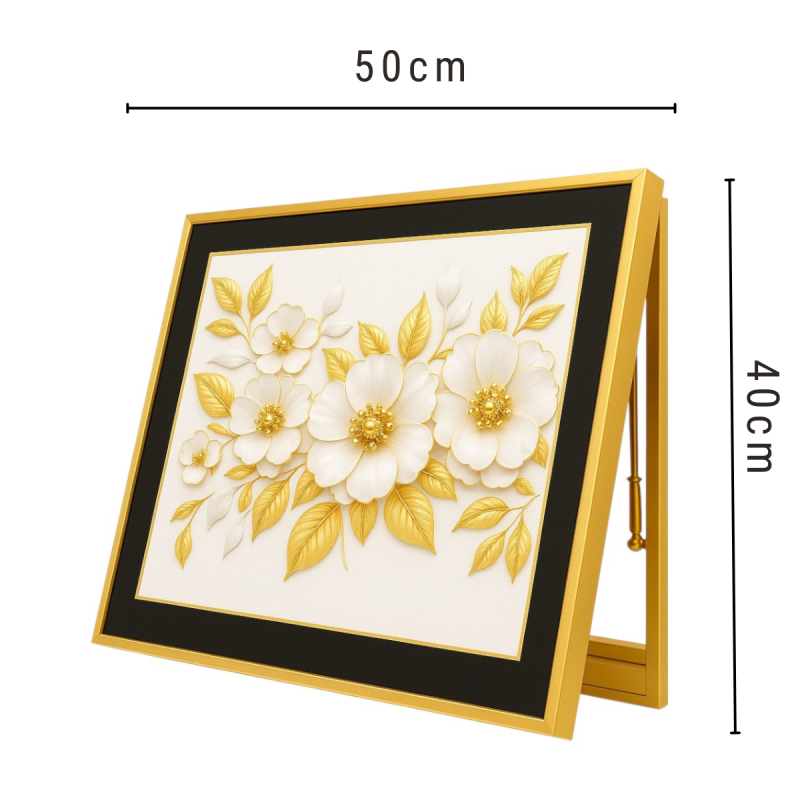 Capac tablou pentru contor electric, Naimeed D7233, mascare tablou electric, design modern si elegant, 40x50x3,8cm, rama aurie