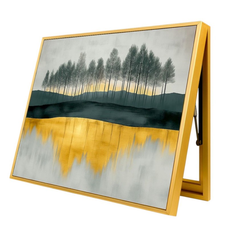 Capac tablou pentru contor electric, Naimeed D7236, mascare tablou electric, design modern si elegant, 40x50x3,8cm, rama aurie
