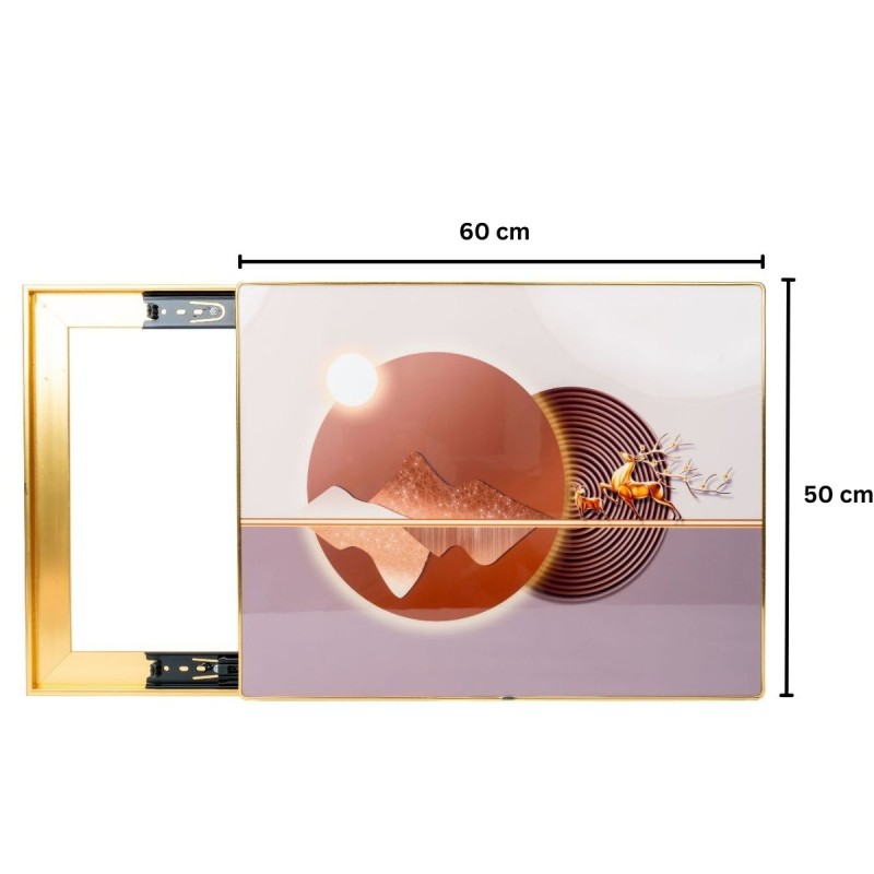Capac tablou pentru contor electric, Naimeed D7301, mascare tablou electric, design modern si elegant, 50x60x2.8 cm, rama aurie Capac tablou pentru contor electric, Naimeed D7301, mascare tablou electric, design modern si elegant, 50x60x2.8 cm, rama aurie