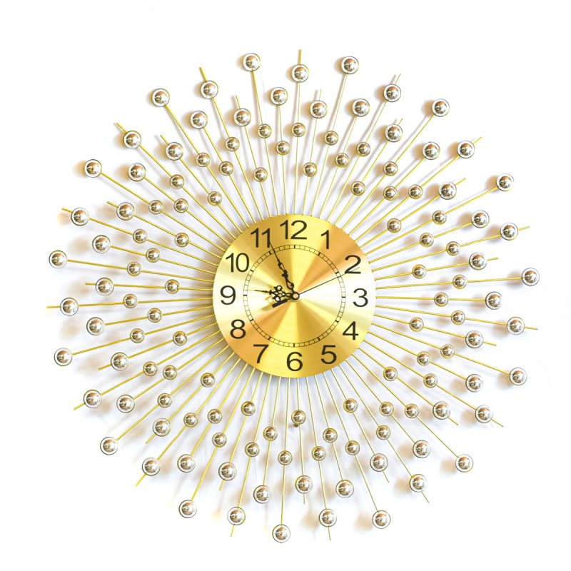 Ceas de perete, stil elegant, Metal, mecanism Silentios, D4166, 70 cm, Auriu