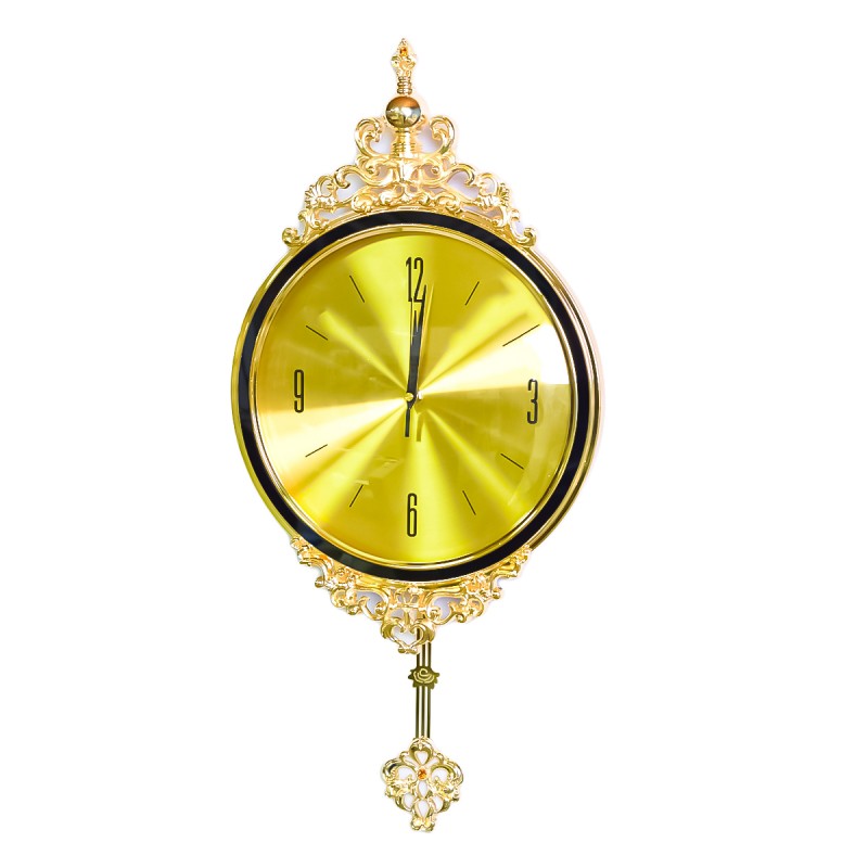 Ceas de perete cu pendul, stil elegant, Metal, mecanism Silentios, D4206, 32*66 cm, Auriu