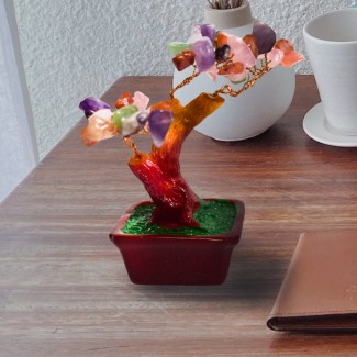 Copac Feng Shui cu Pietre Semipretioase, Suport Ceramic, Naimeed D3011CL, Inaltime 8cm Copac Feng Shui cu Pietre Semipretioase, Suport Ceramic, Naimeed D3011CL, Inaltime 8cm