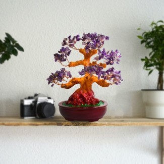 Copacel Feng Shui cu Pietre Semipretioase de Ametist, Suport Ceramic, Naimeed D3013P, Inaltime 22cm Copacel Feng Shui cu Pietre Semipretioase de Ametist, Suport Ceramic, Naimeed D3013P, Inaltime 22cm