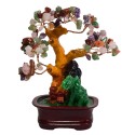 Copac Feng Shui cu Pietre Semipretioase, Suport Ceramic, Naimeed D4623-Multicolor, Inaltime 16cm