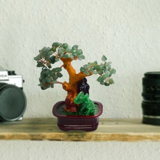 Copacel Feng Shui cu Pietre de Aventurin, Suport Ceramic, Naimeed, D4623-Verde, Inaltime 16cm Copacel Feng Shui cu Pietre de Aventurin, Suport Ceramic, Naimeed, D4623-Verde, Inaltime 16cm