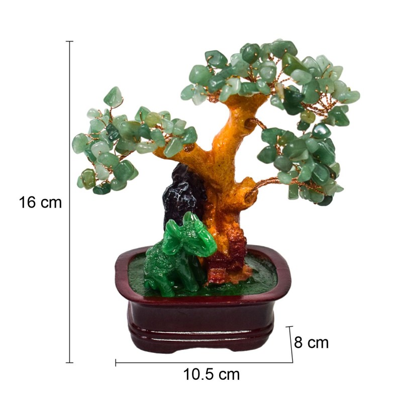 Copacel Feng Shui cu Pietre de Aventurin, Suport Ceramic, Naimeed, D4623-Verde