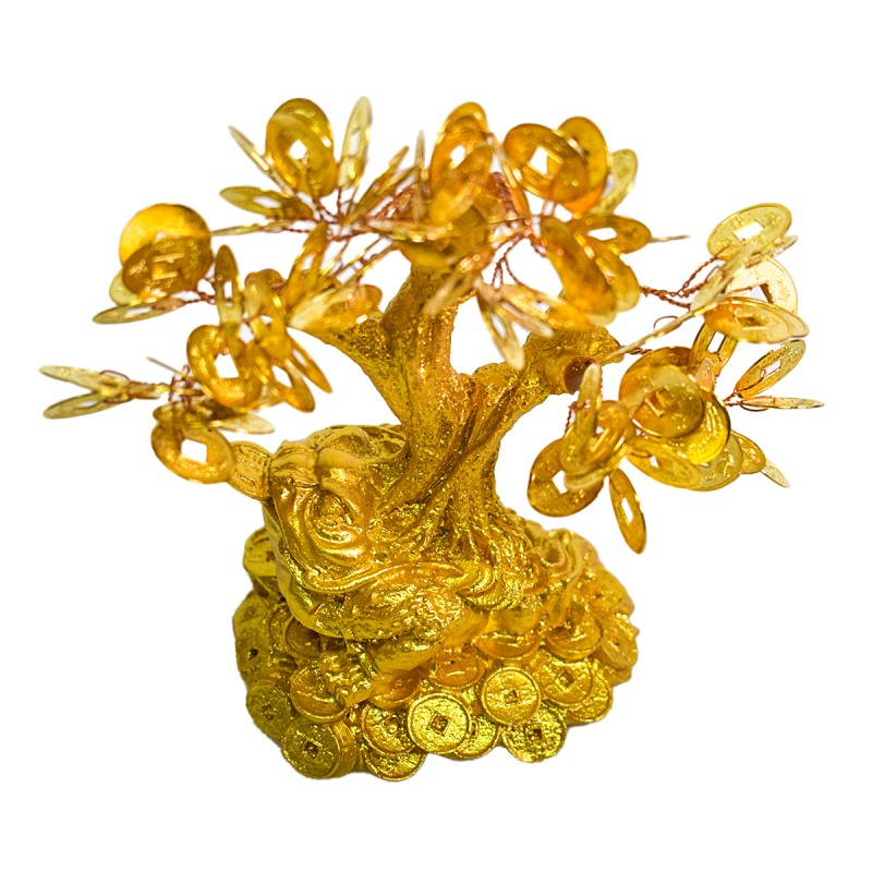 Copac Feng Shui cu Monede Aurii, Suport Ceramic, Naimeed D4636