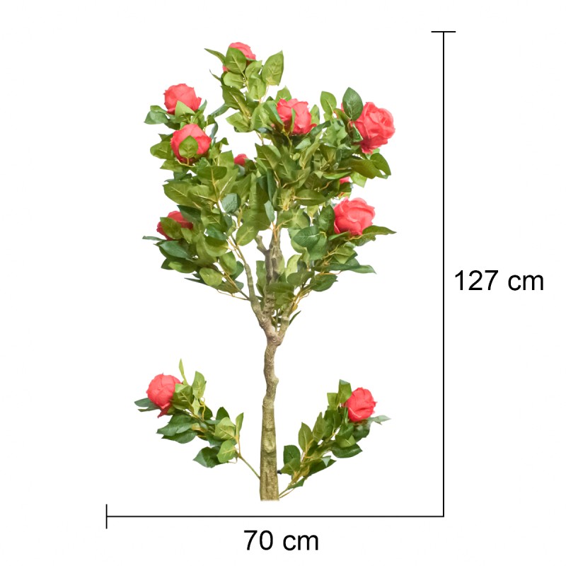 Copac artificial, Trandafir fara ghiveci, Naimeed D5611, 125x65 cm, Rosu