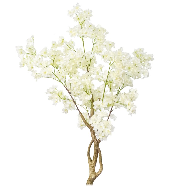 Copac decorativ cu flori artificiale, fara ghiveci, Naimeed D5617, 120x85 cm, Alb