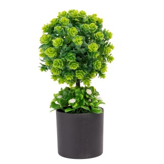 Copac artificial, tip Crassula, cu ghiveci, Naimeed D6918, 24x8 cm, Alb/Verde